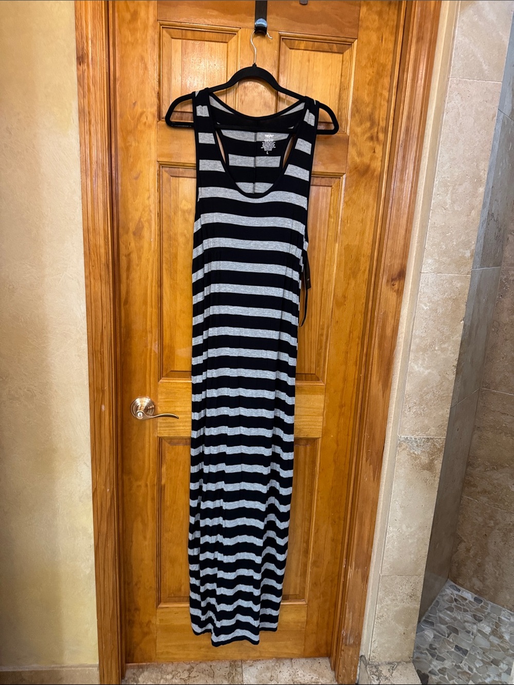 Black and Gray Striped Sleeveless Maxi Dress